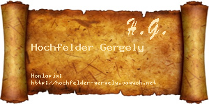 Hochfelder Gergely névjegykártya